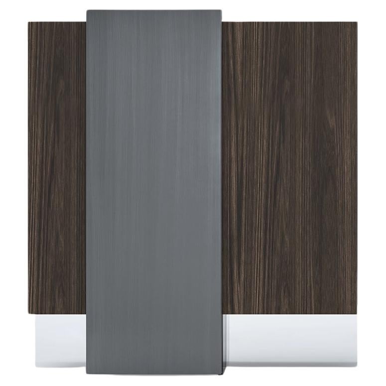 Acerbis Alterego Sideboards in Dark Stained Walnut & Nickel Matt Lacquered Doors For Sale