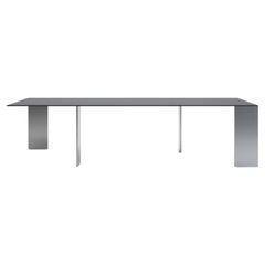 Acerbis Axis Large Table in Black Eucalyptus Wooden Top with Brushed Steel Frame