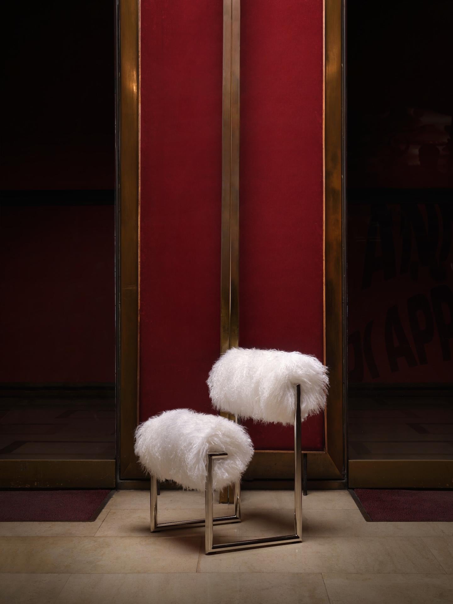 Silla de salón Acerbis Due Più con piel de cabra de Mongolia by Nanda Vigo en venta 4