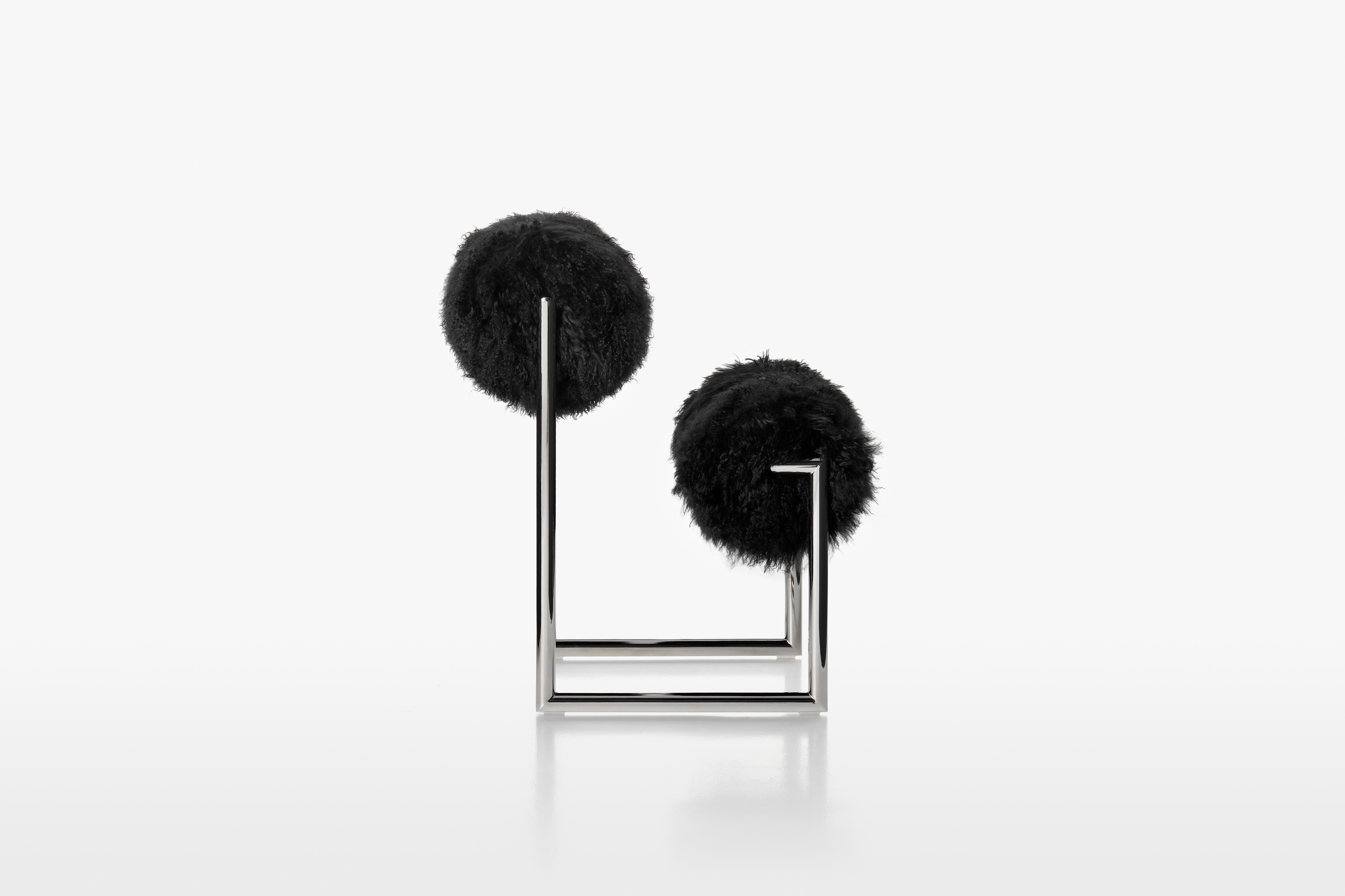 Silla de salón Acerbis Due Più con piel de cabra de Mongolia by Nanda Vigo en Nuevo estado para la venta en New York, NY