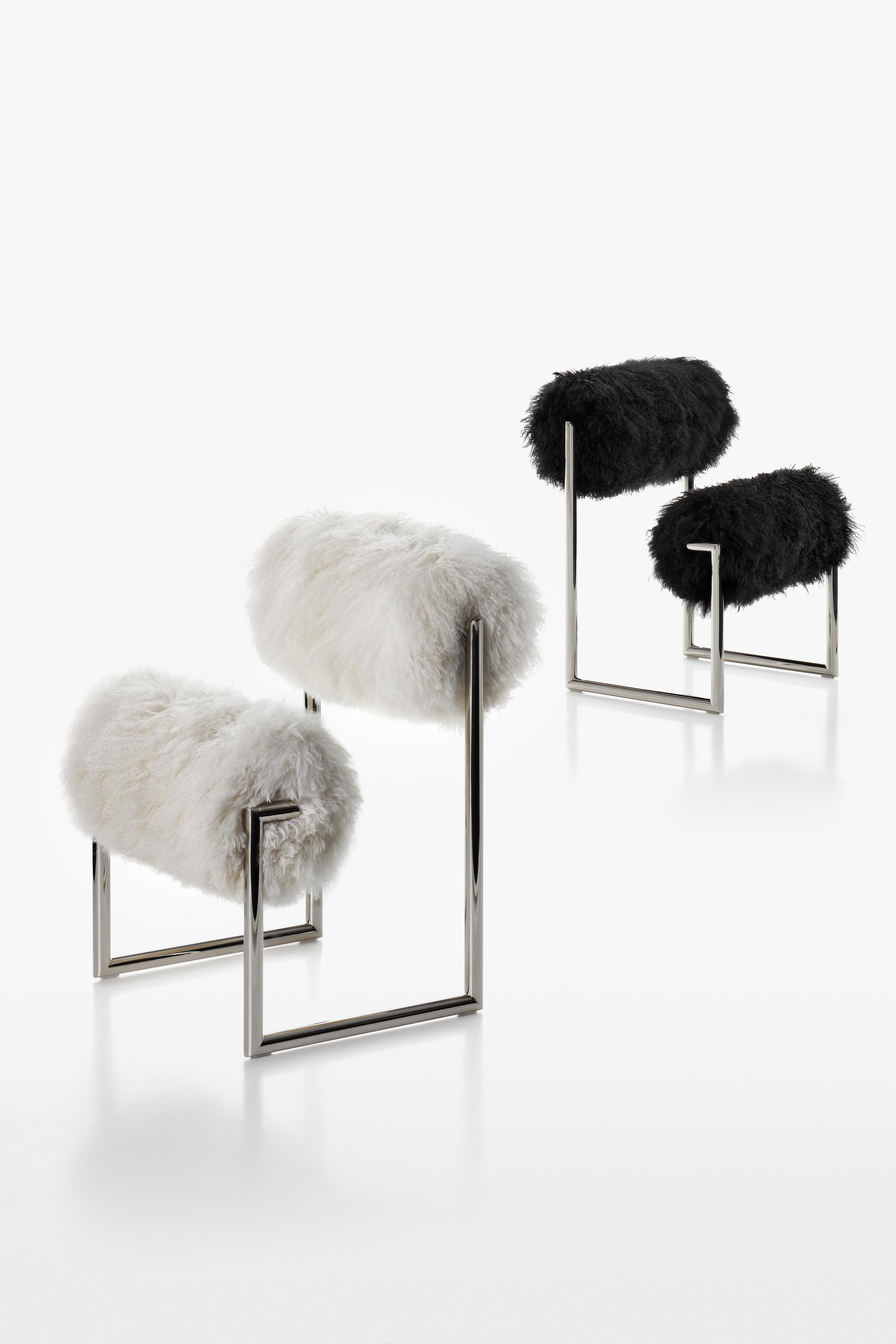Silla de salón Acerbis Due Più con piel de cabra de Mongolia by Nanda Vigo Piel en venta