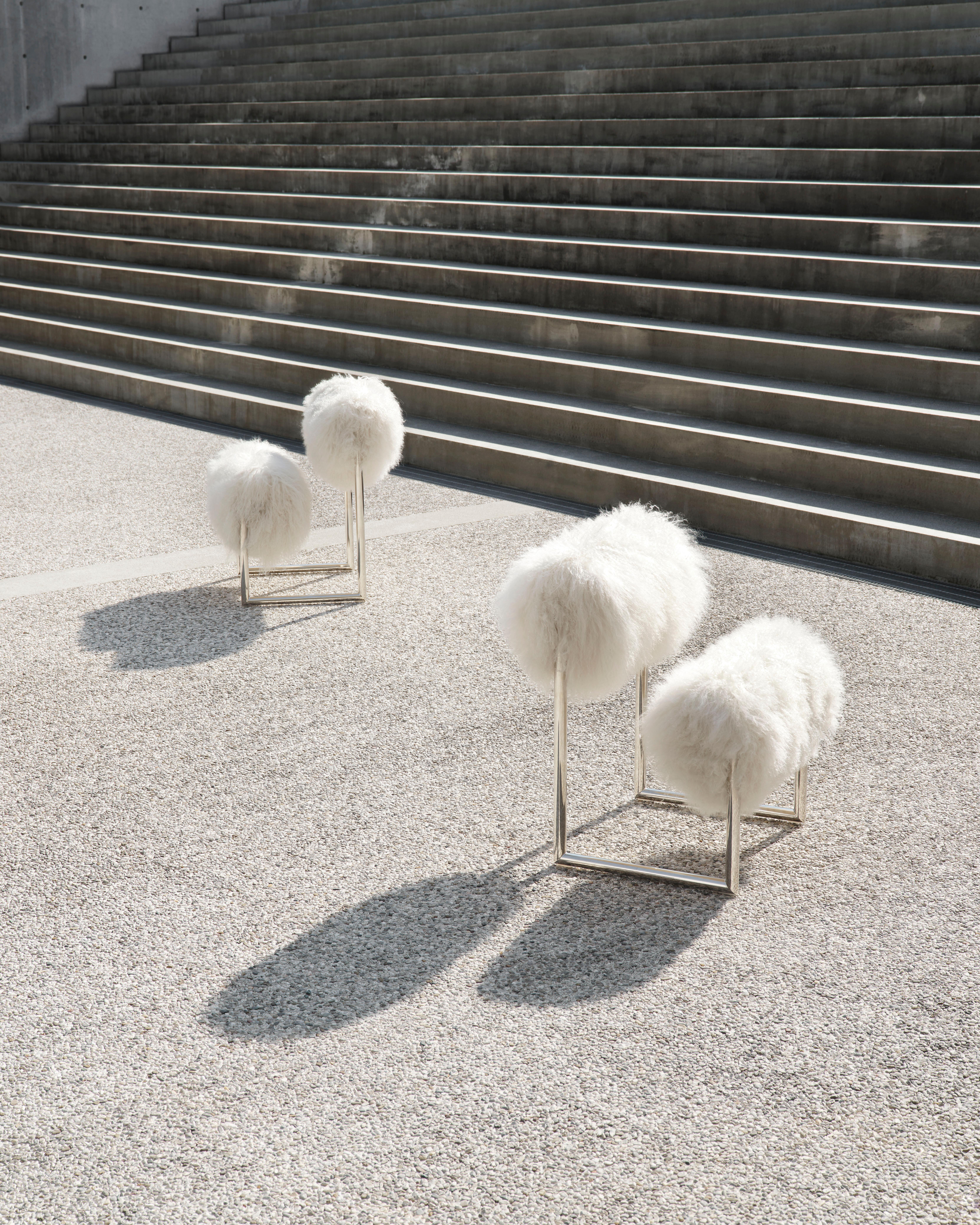 Silla de salón Acerbis Due Più con piel de cabra de Mongolia by Nanda Vigo en venta 1