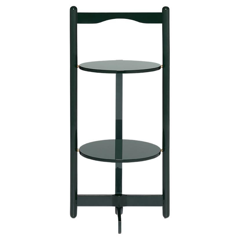 Acerbis Florian Multilevel Table in Glossy Lacquered Dark Green Frame For Sale