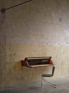 Acerbis Ghostwriter Wall-Mounted Desk/Bookcase in Matt Lacquered Brick Red