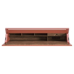 Acerbis Ghostwriter Wall-Mounted Desk/Bookcase in Matt Lacquered Brick Red
