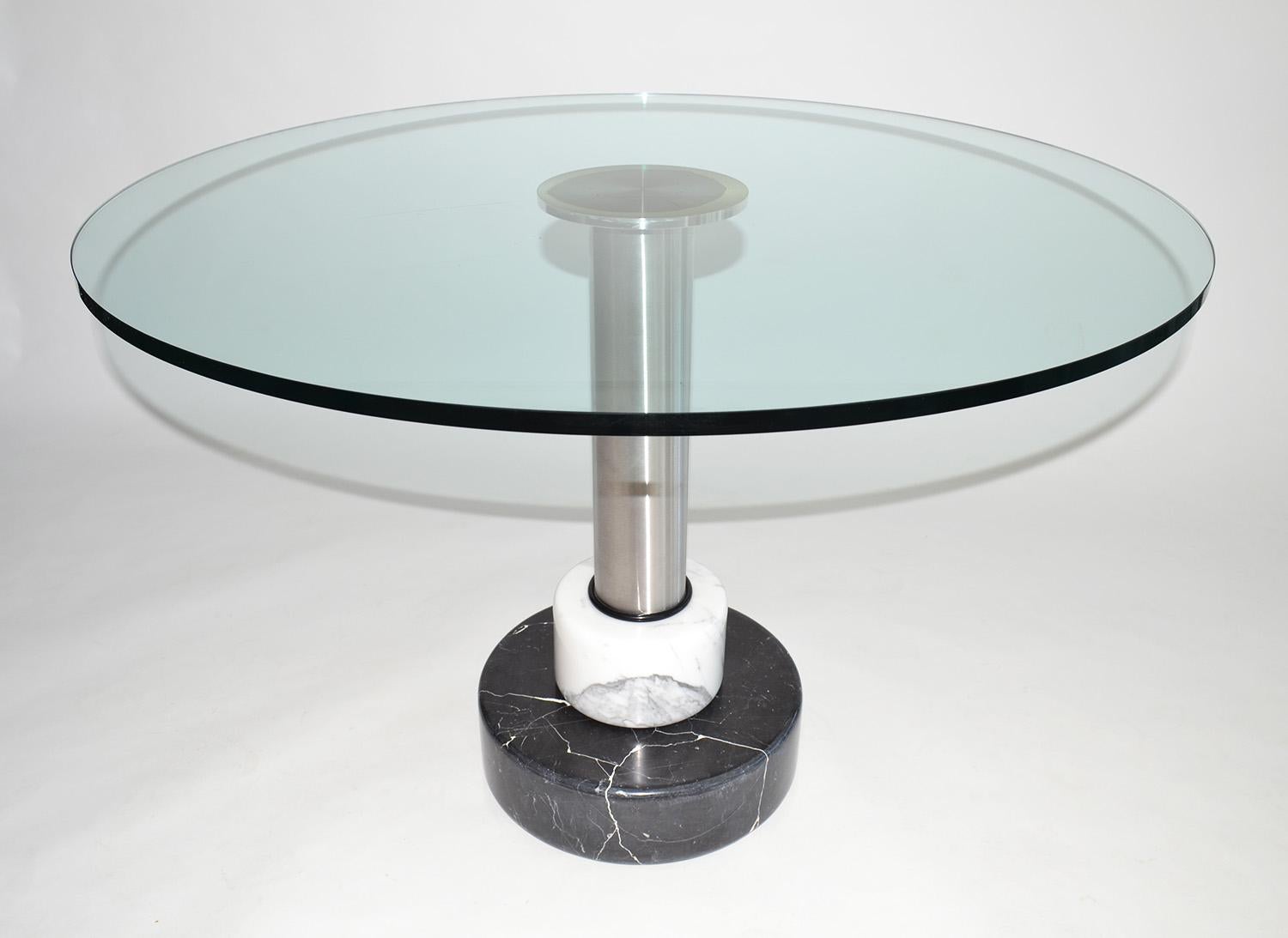 Acier Acerbis 'I Menhir' Table de salle à manger en marbre et verre par Acerbis et Stoppino, années 1990 en vente