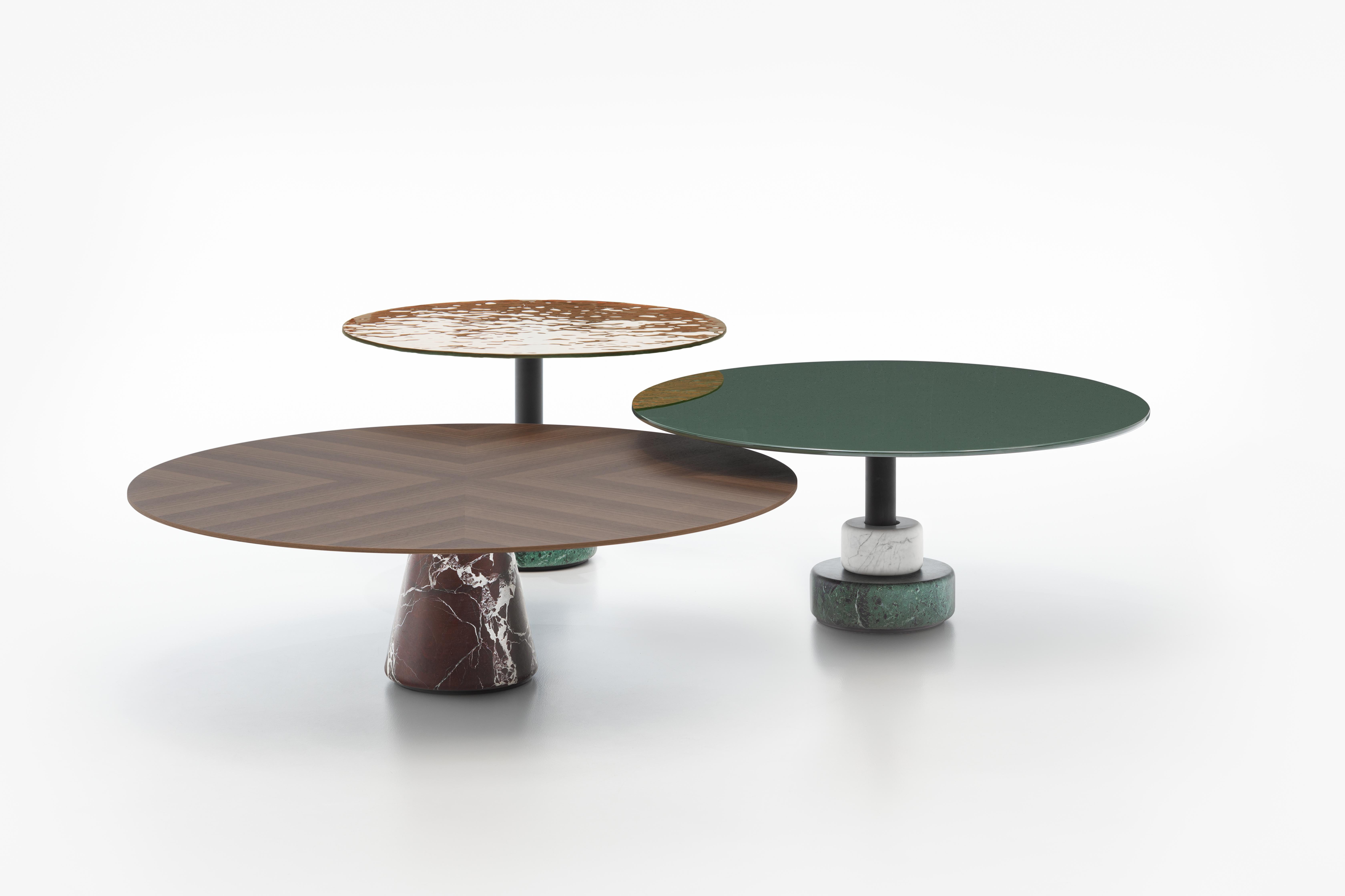 Acerbis Large Menhir Coffee Table in Green/Black Marble Base & Dark Walnut Top en vente 6