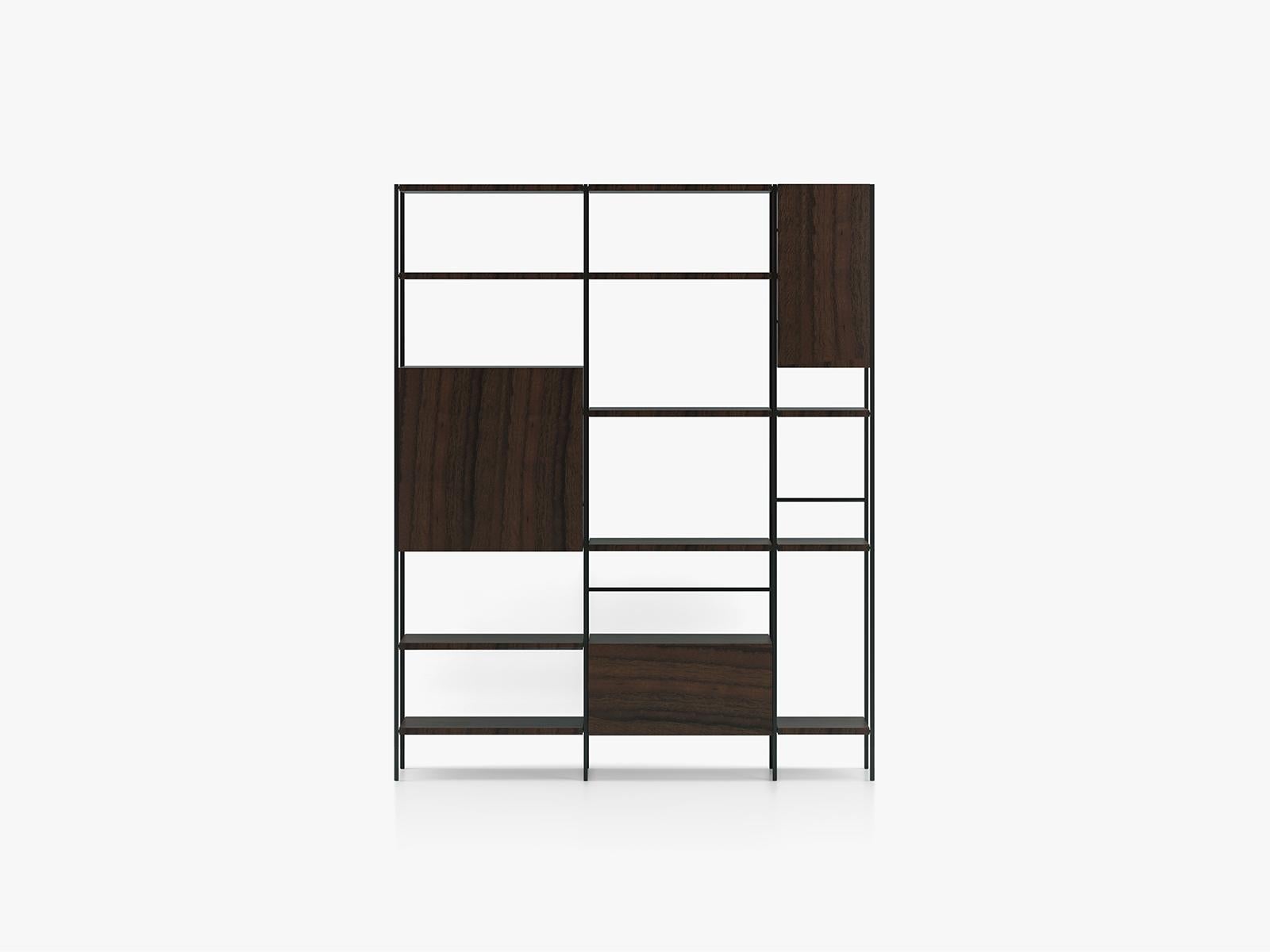 Acerbis Large Outline Bookcase in Dark Stained Walnut by Giacomo Moor For Sale