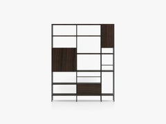 Acerbis Large Outline Bookcase in Dark Stained Walnut by Giacomo Moor