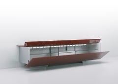 Acerbis Ludwig Large Sideboards in Brick Red Glossy Lacquered Top with Doors