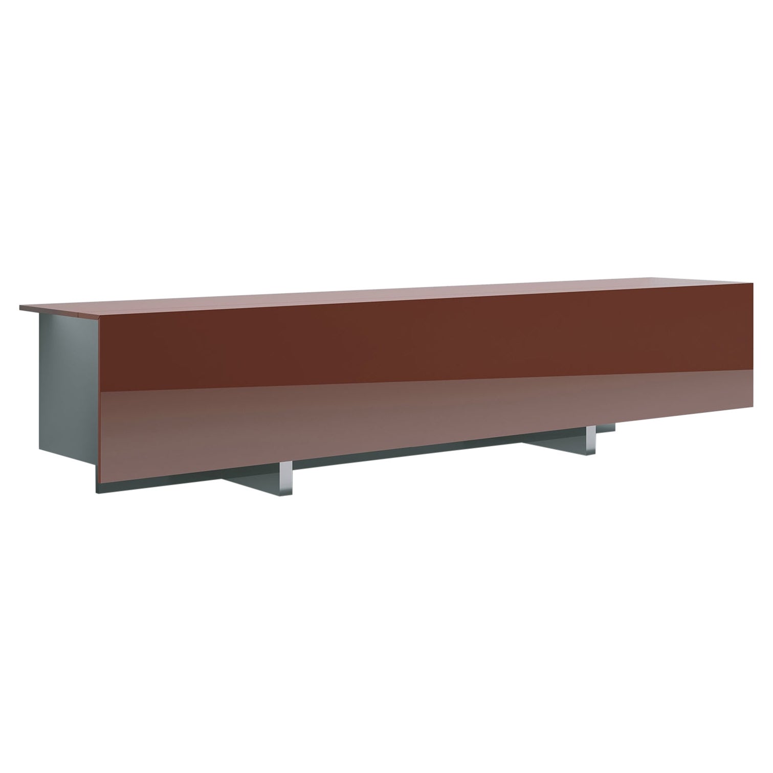 Acerbis Ludwig Große Sideboards in Ziegelrot Hochglanzlackiert mit Türen