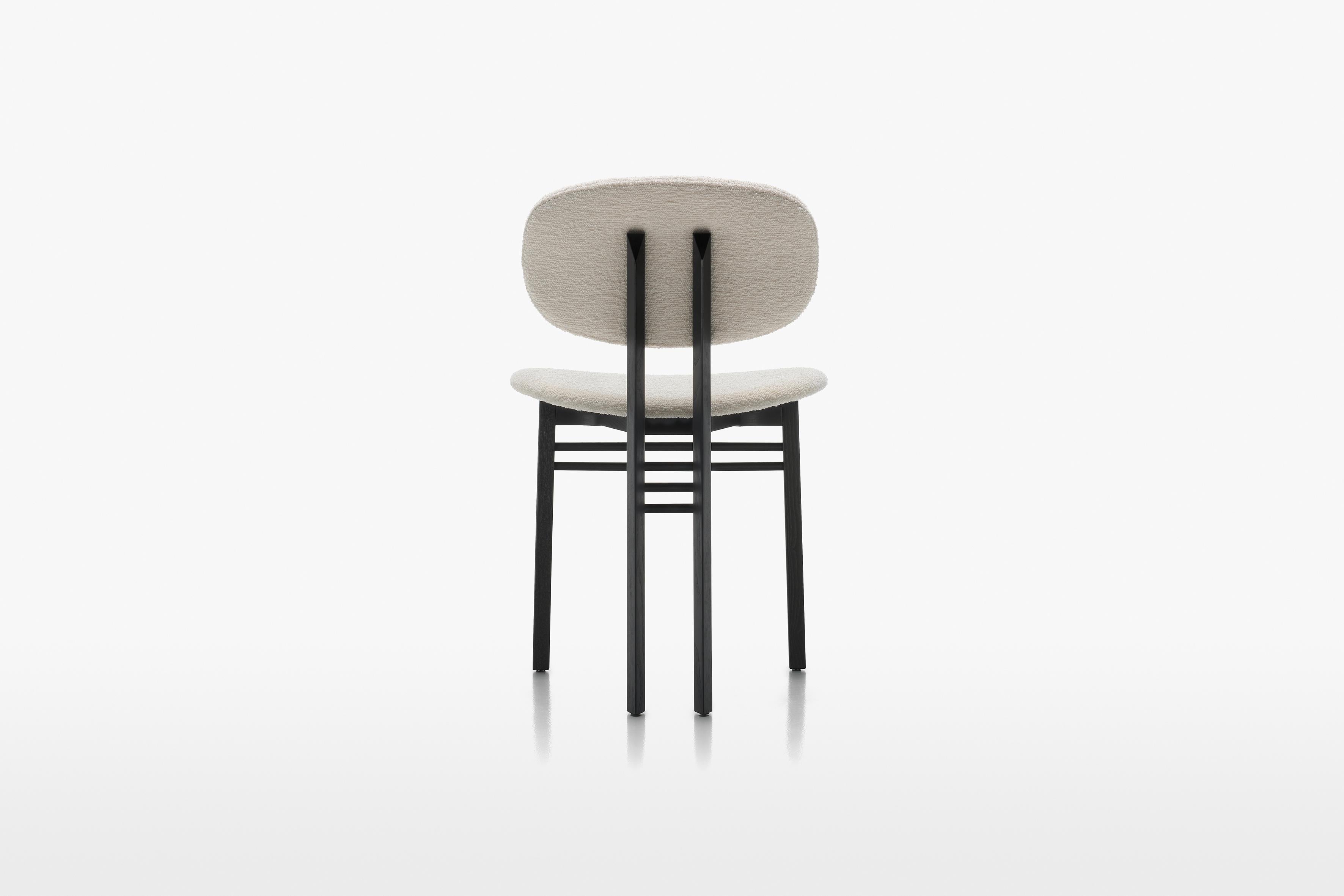 Contemporary Acerbis Med Chair in White Upholstery Seat with Black Stained Ash Frame For Sale