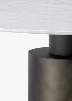 Acerbis Medium Creso Pedestal Table in Arabesque Marble Top & Matt Bronze Frame