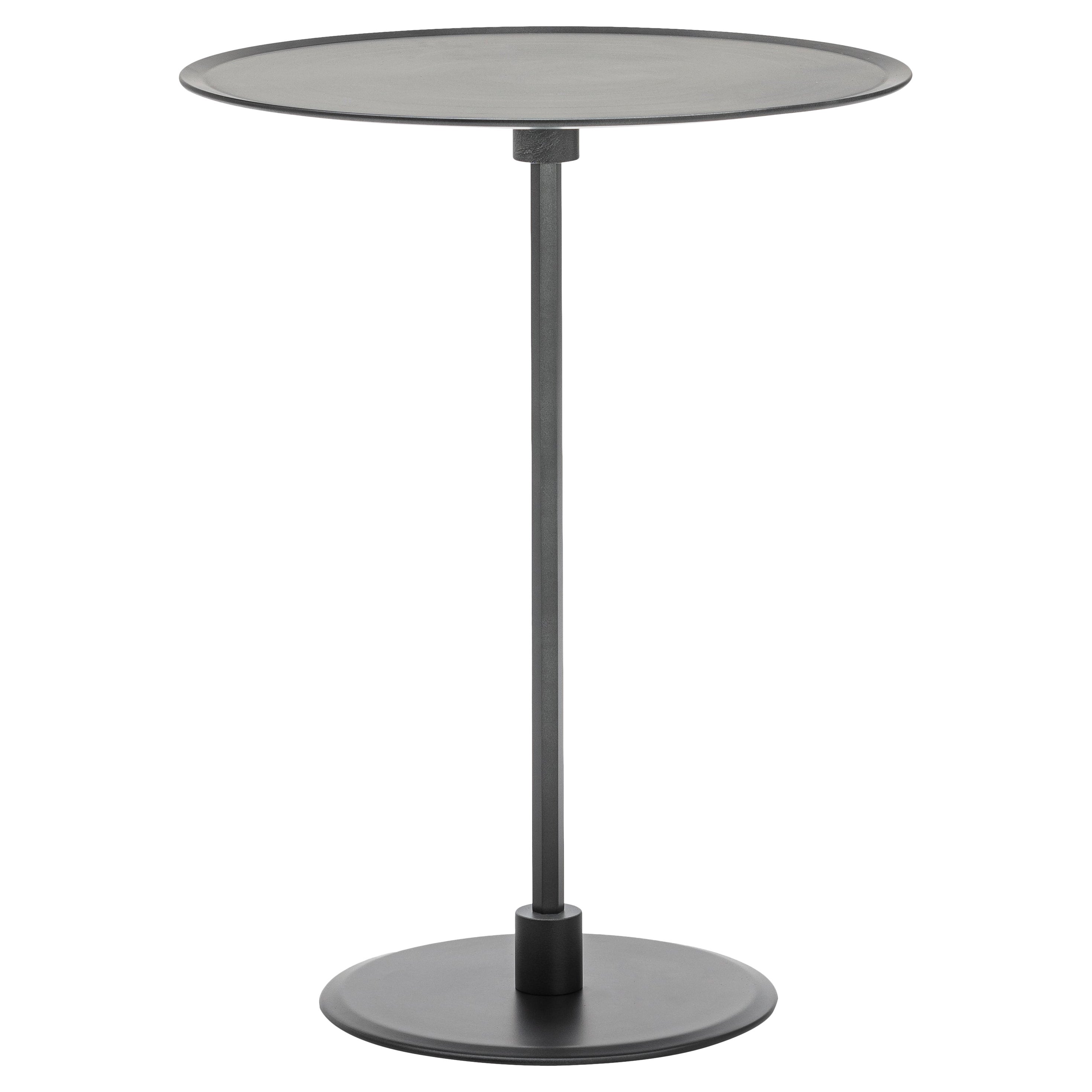 Mesa Auxiliar Acerbis Gong Mediana con Tablero Gunmetal Pintado Mate y Estructura