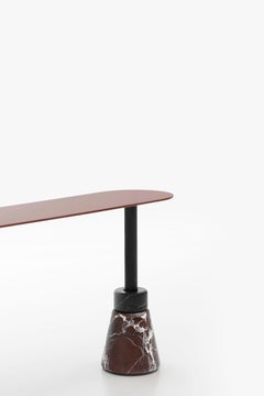 Acerbis Menhir Rectangle Coffee Table with Red/Black Marble Base & Brick Red Top