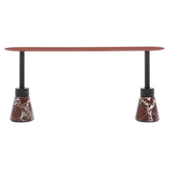 Mesa de centro rectangular Acerbis Menhir con base de mármol rojo/negro y tablero rojo ladrillo