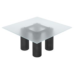 Acerbis Serenissimo, großer Tisch mit transparenter Glasplatte und mattem Sockel aus Rotguss