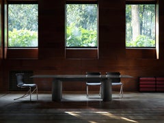 Acerbis Serenissimo Small Square Table in Black Cast Glass with White Base