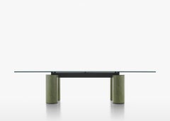 Acerbis Serenissimo Small Table in Black Cast Glass Top & Green Encaustic Base