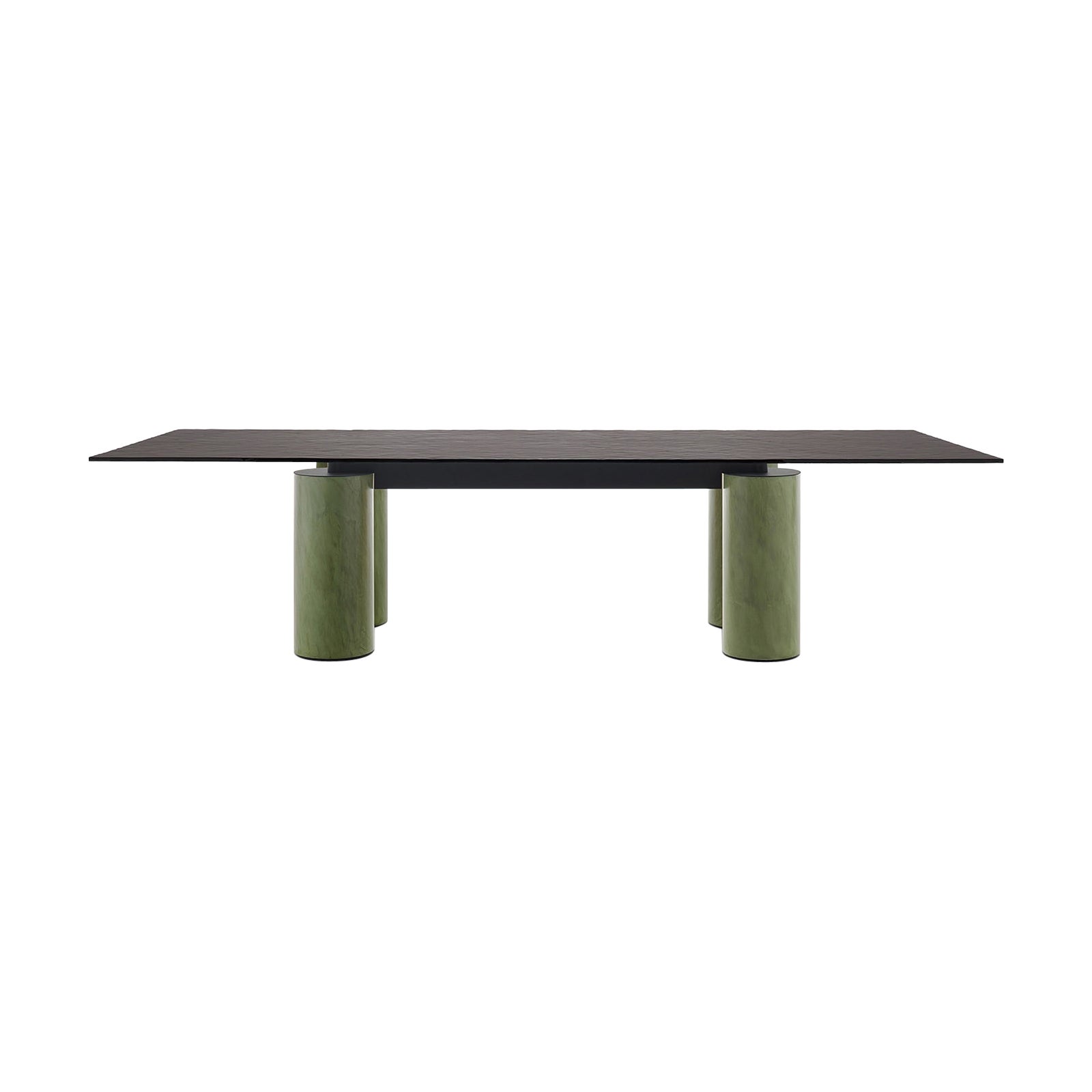 Acerbis Serenissimo Small Table in Black Cast Glass Top & Green Encaustic Base