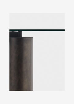 Acerbis Serenissimo Small Table in Transparent Glass Top & Matt Gunmetal Base