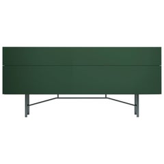 Acerbis Kleines Grand Buffet Sideboard in glänzendem lackiertem dunkelgrünem und grauem Rahmen
