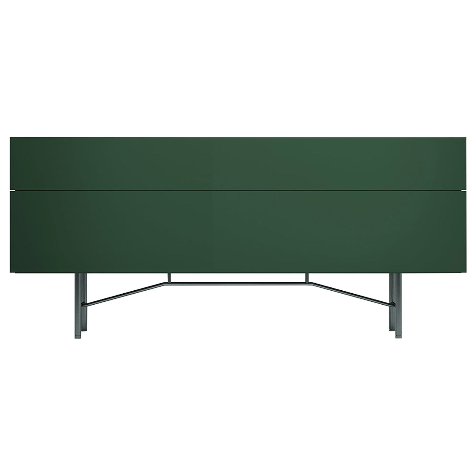 Acerbis Small Grand Buffet Anrichte aus matt lackiertem dunkelgrünem und grauem Rahmen