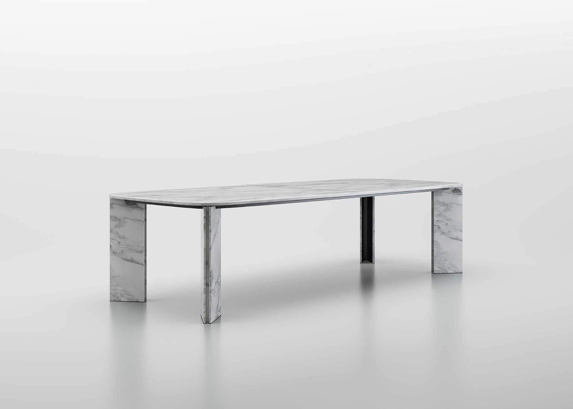 Acerbis Small Maxwell Rectangle Table in Matt White Arabesque Marble In New Condition For Sale In Brooklyn, NY