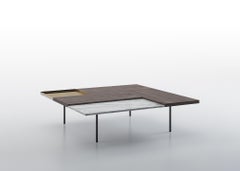 Tavolino da caffè Acerbis Small Moodboard in marmo bianco e piano in noce tinto scuro