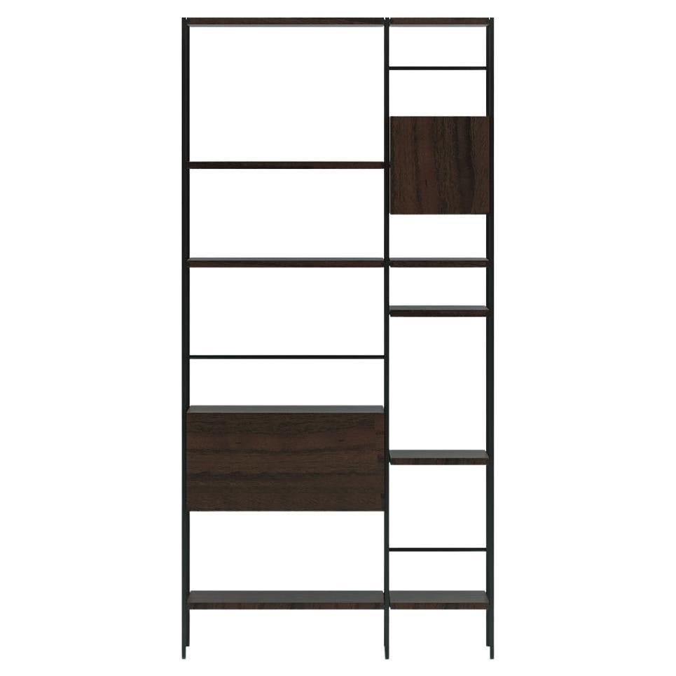 Acerbis Small Outline Bookcase in Dark Stained Walnut by Giacomo Moor