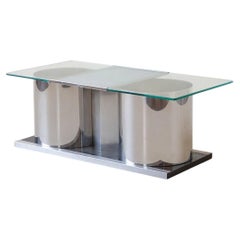Acerbis Steel and Glass Coffee Table, Italy c1970s
