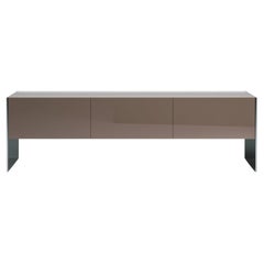 Acerbis Steel Sideboard in Glossy Lacquered Clay Top & Doors with Steel Sides