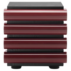 Acerbis Storet Drawers Cabinet in Black Ash with Bordeaux Glossy Lacquered 