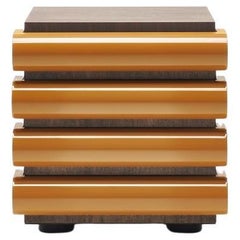 Acerbis-Schrank mit Schubladenschrank aus dunkel gebeiztem Nussbaumholz und gelbem glänzendem Lack 