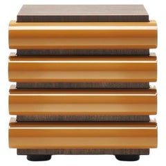 Acerbis Storet Drawers Cabinet in Dark Stained Walnut & Yellow Glossy Lacquered