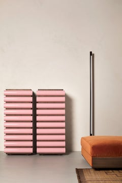 Acerbis Storet Drawers Dresser in Black Ash with Dark Green Glossy Lacquered