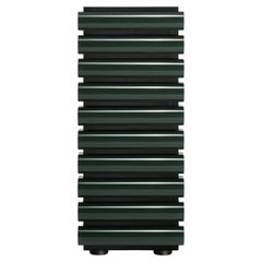 Acerbis Storet Drawers Dresser in Black Ash with Dark Green Glossy Lacquered