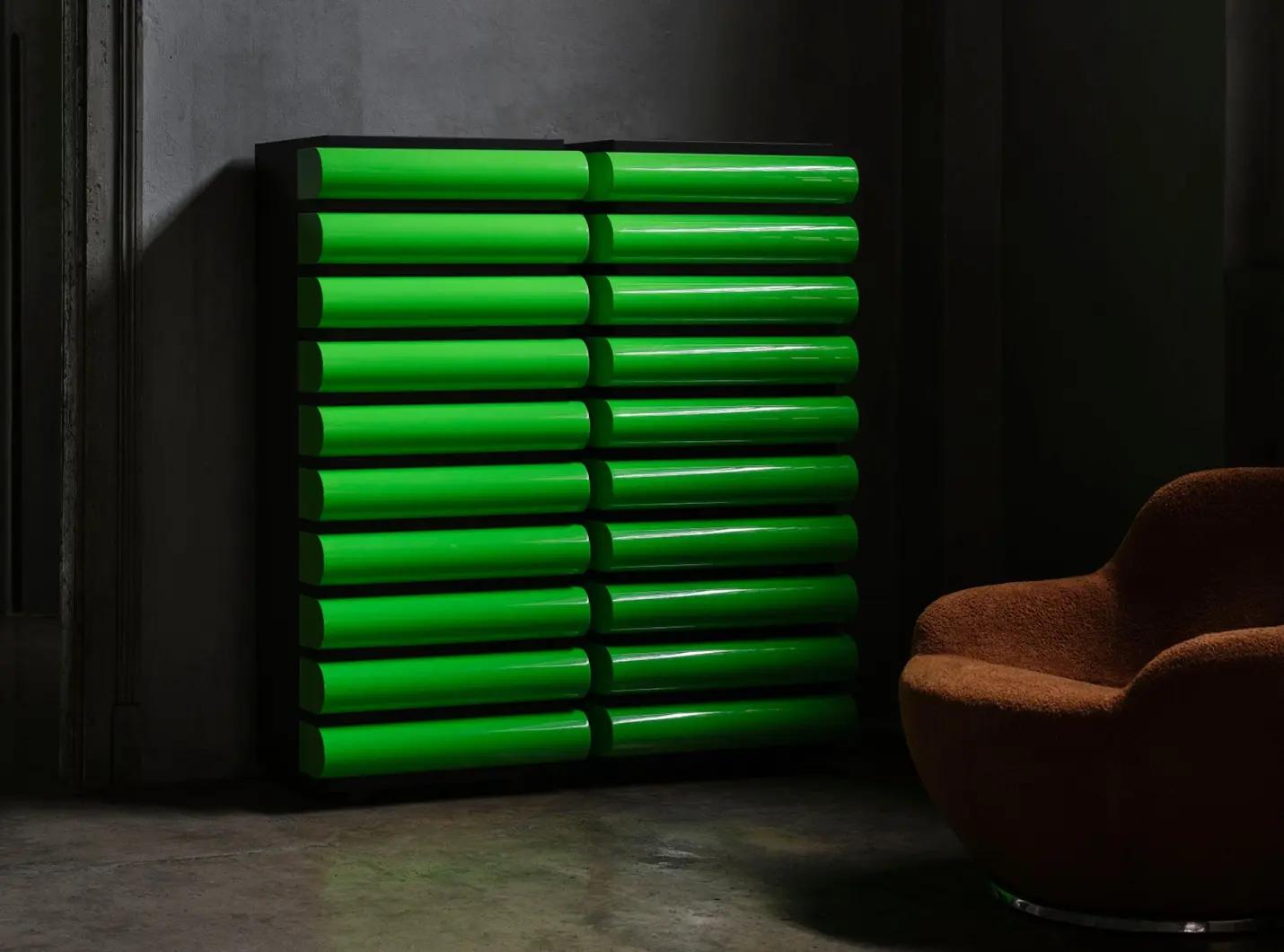 Acerbis Storet Drawers Dresser in Green fluo by Nanda Vigo im Angebot 4