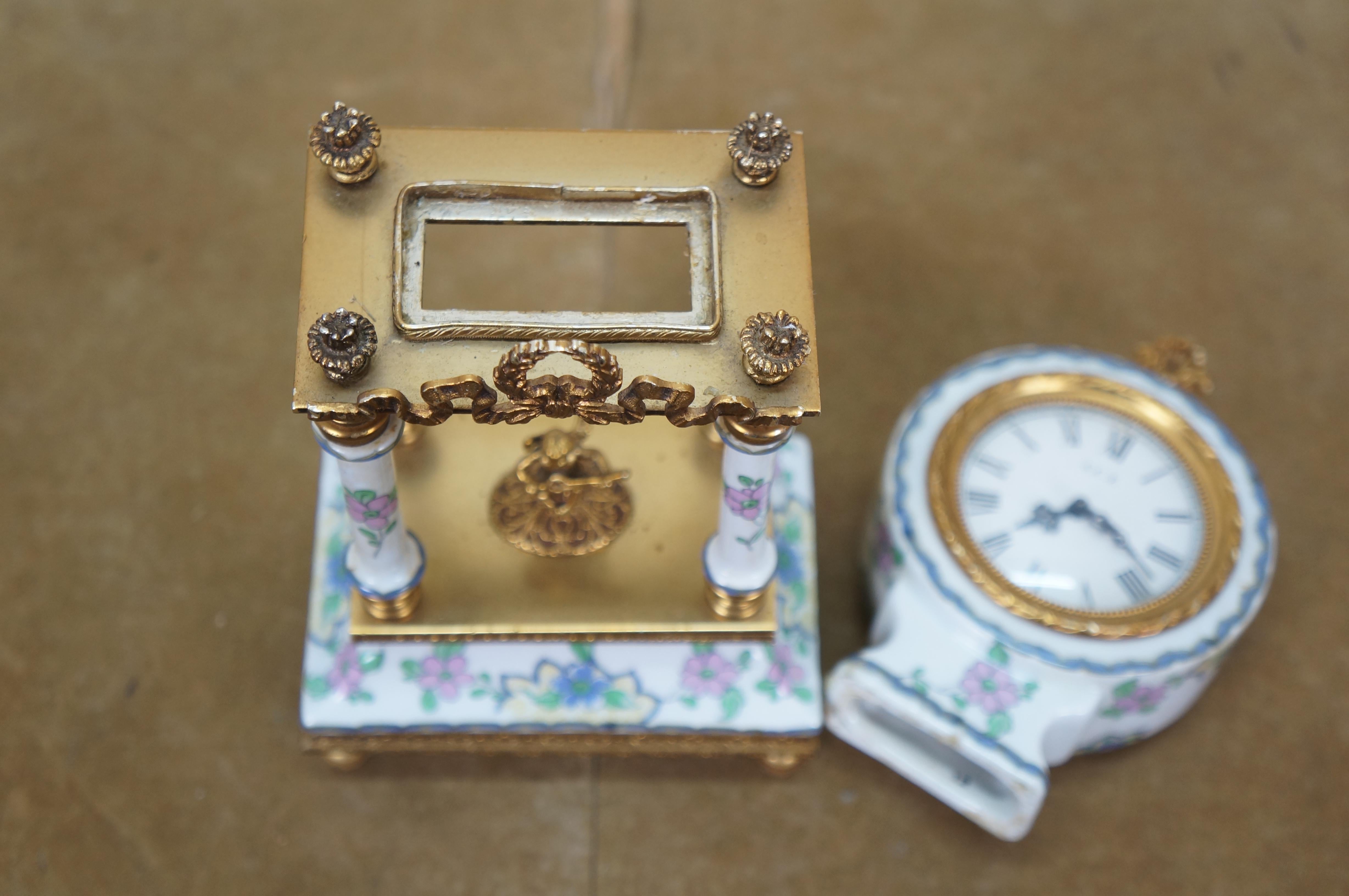 Acf Bangkok Brass Porcelain Neoclassical Cherub Column Mantel Clock 13