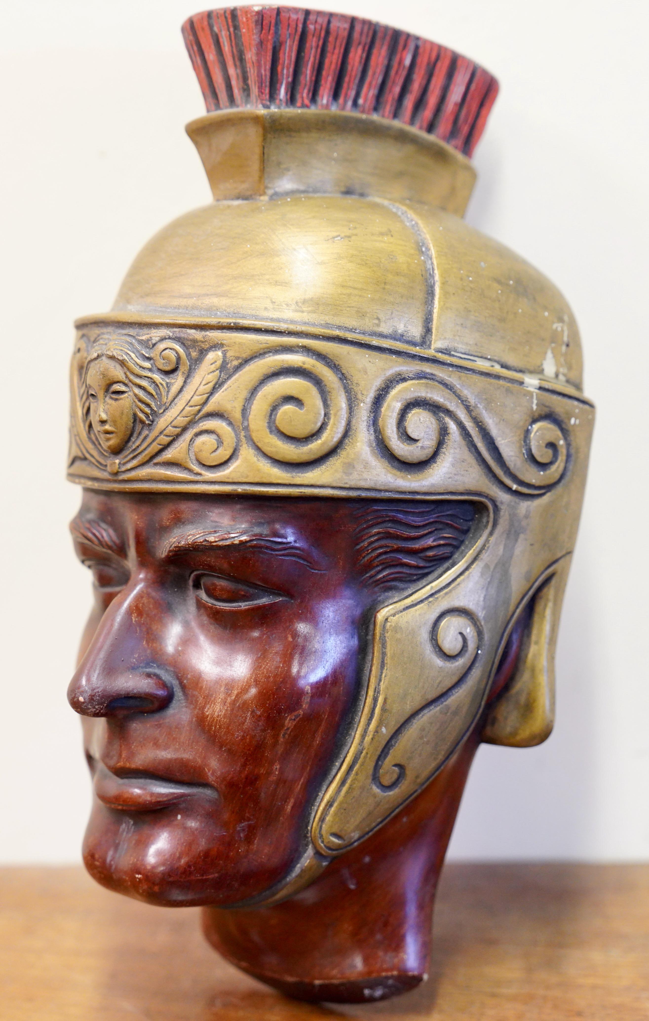 20th Century Achatit Ceramic Roman Soldier Wall Mask Inspired by William Wyler`s 