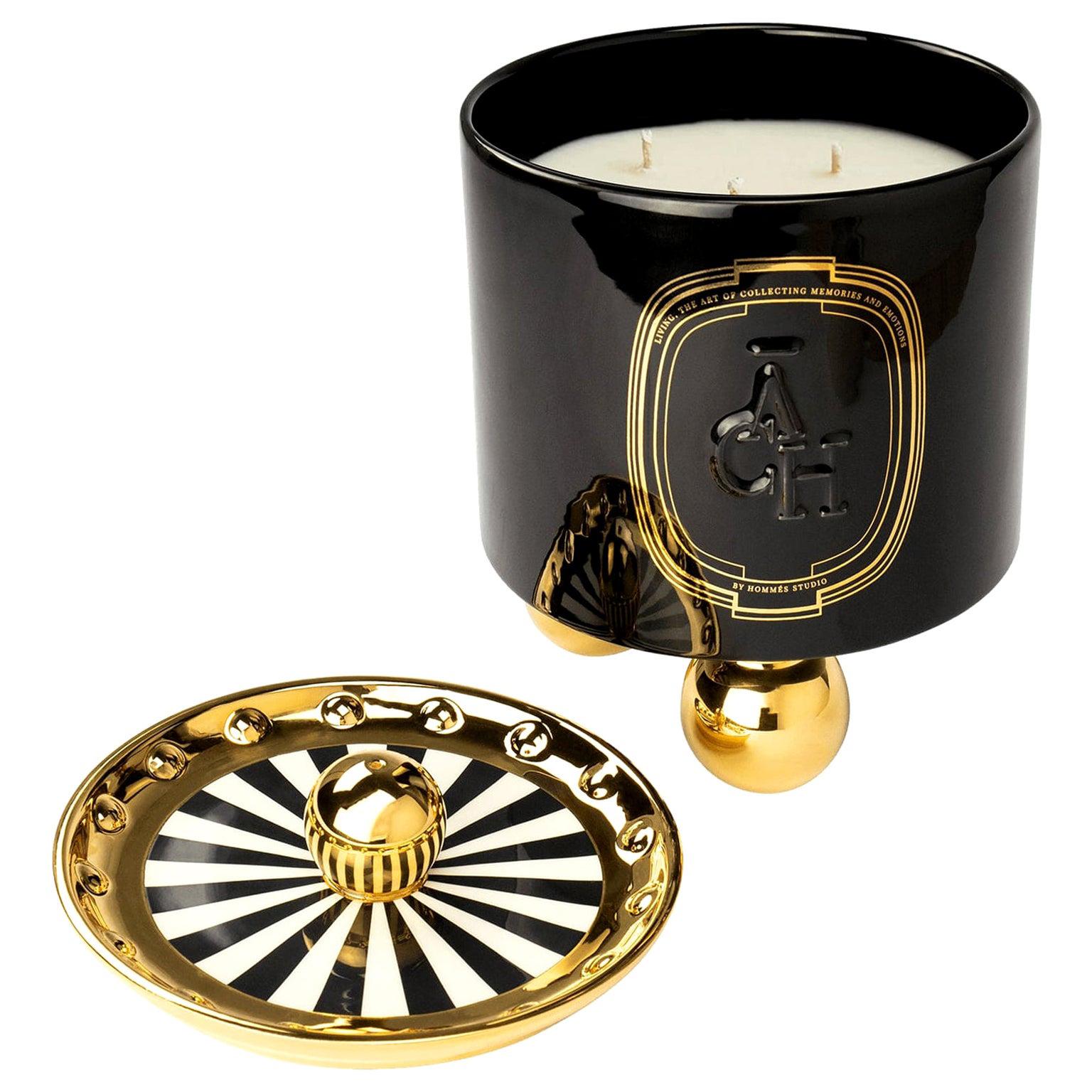 Natural Oil Scented Candle, Black Modern Ceramic Home Fragrances, Incense Lid 