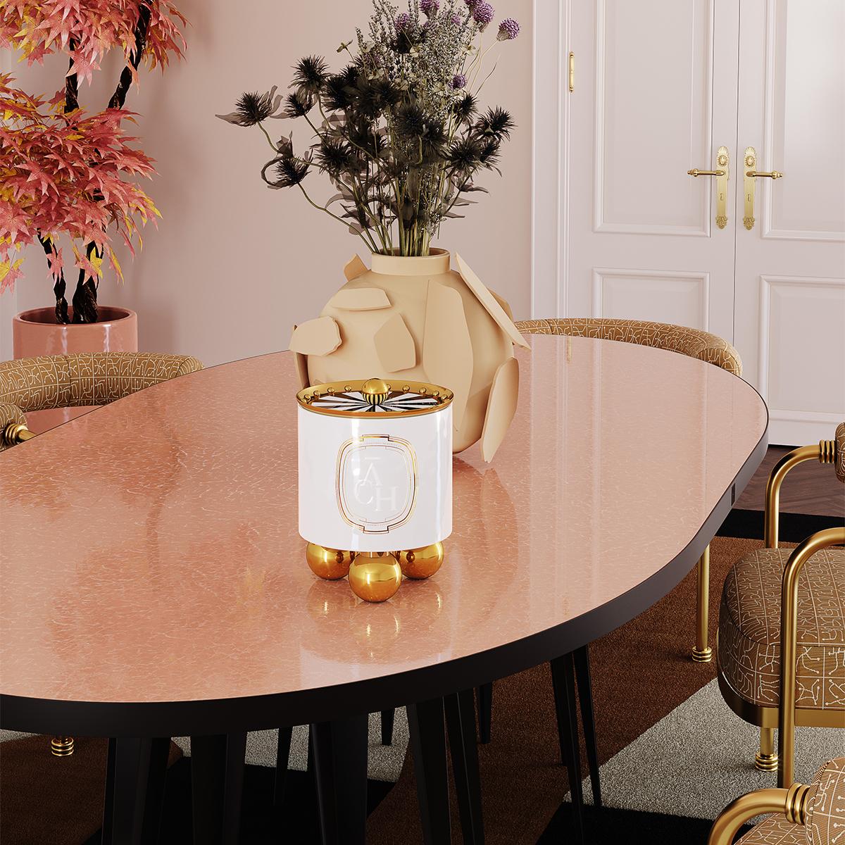 Chandelier Fig ambré, bougeoir en céramique blanche parfum naturel, en stock en vente 3