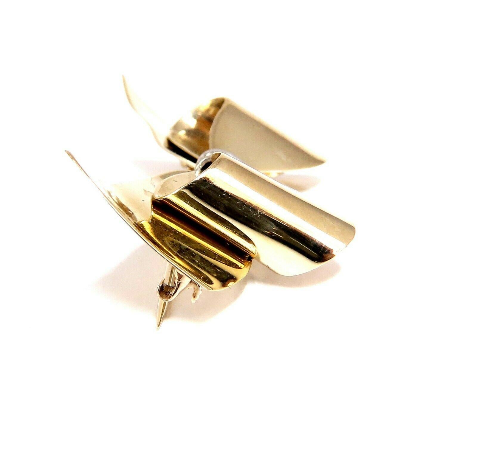Uncut Achievement Ribbon Diamond Bow Pin 14 Karat For Sale