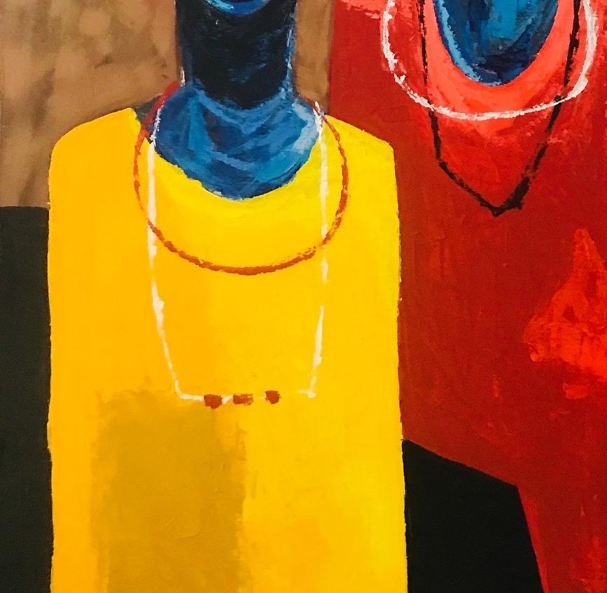 Hermandad 4 - Siglo XXI, Contemporáneo, Figurativo. Neoexpresionismo, Hombres - Interior Painting Marrón de Achike Miracle Anayo