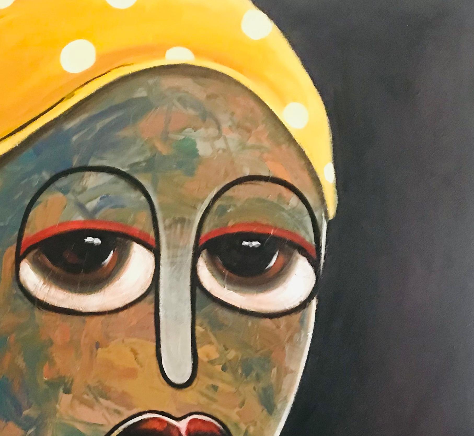 Halima -21° secolo, contemporaneo, figurativo. Neoespressionismo, donne, volti - Painting Espressionista di Achike Miracle Anayo