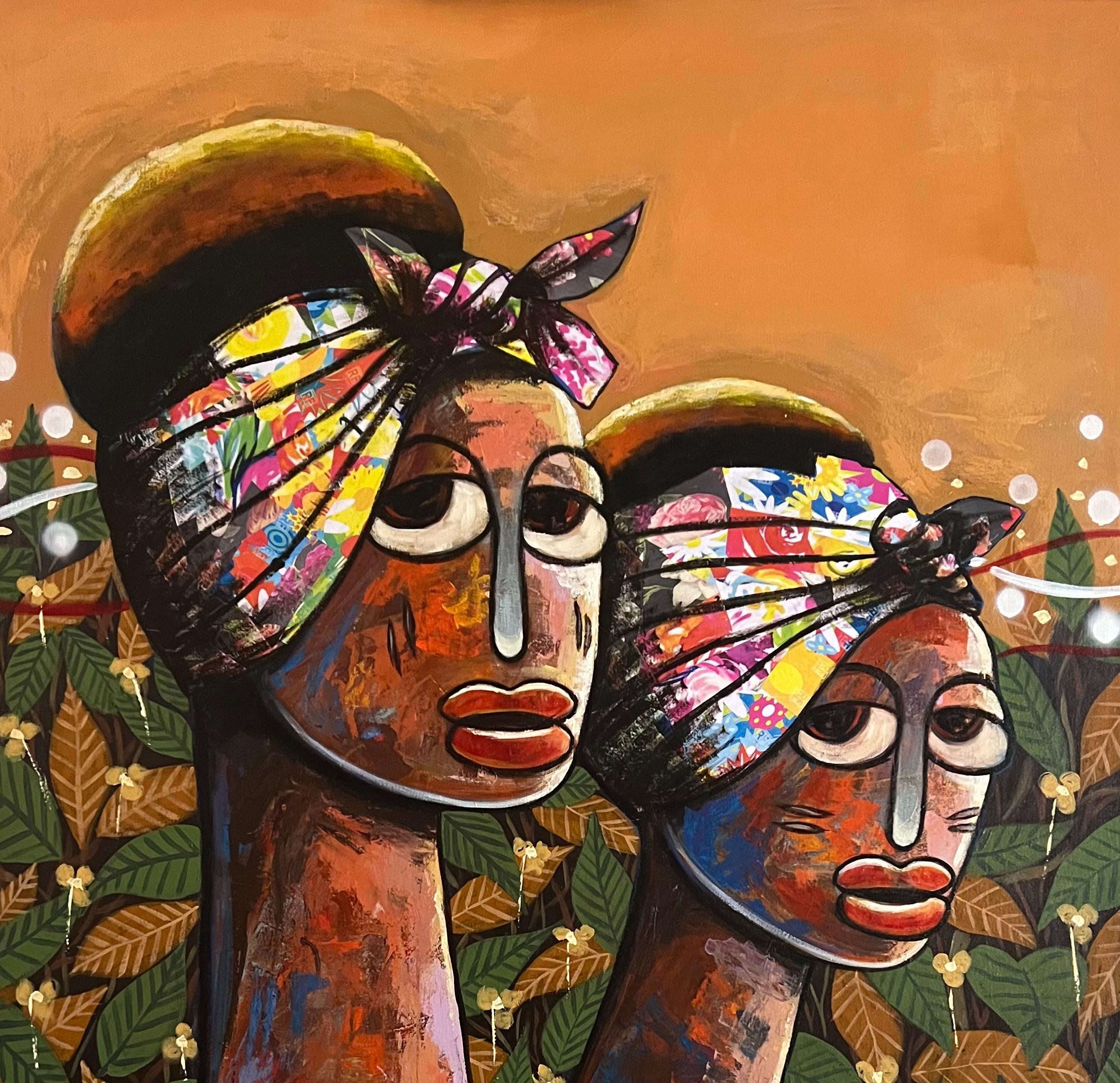 Doncella - Siglo XXI, Contemporáneo, Figurativo. Neoexpresionismo, Mujeres, Rostros - Painting de Achike Miracle Anayo