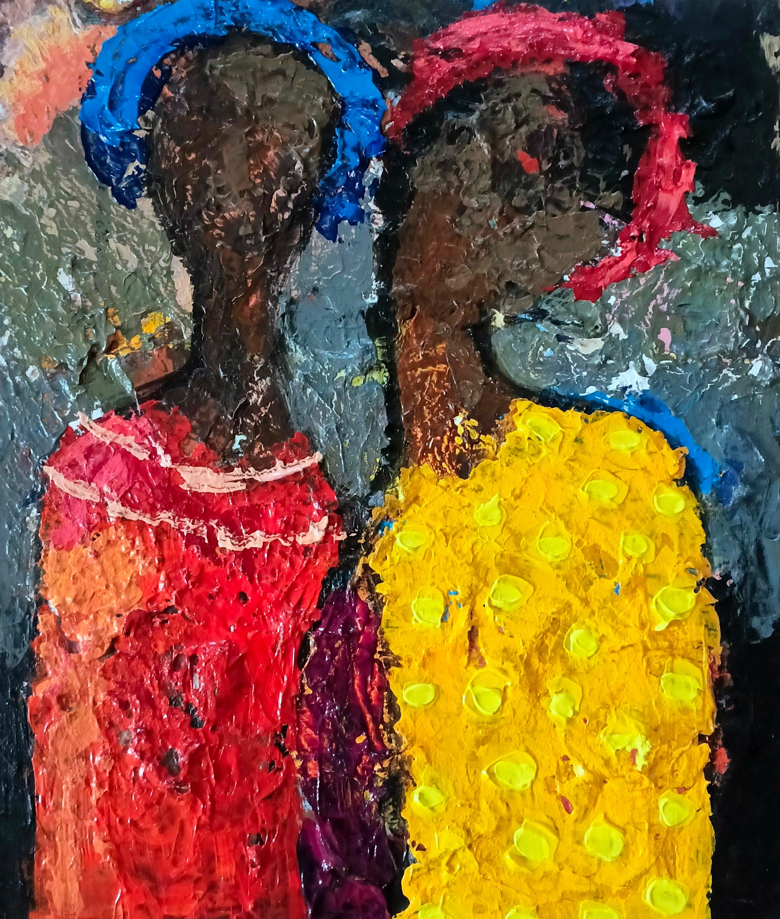 Geschwister 1 -21. Jahrhundert, Zeitgenössisch, Figurative Abstraktion, Modern, Interieur