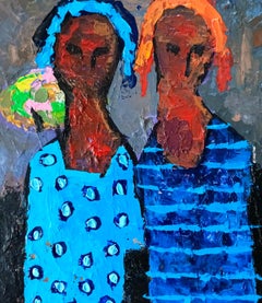 Hermanos 2 -Siglo XXI, Contemporáneo, Abstracción figurativa, Moderno, Interior