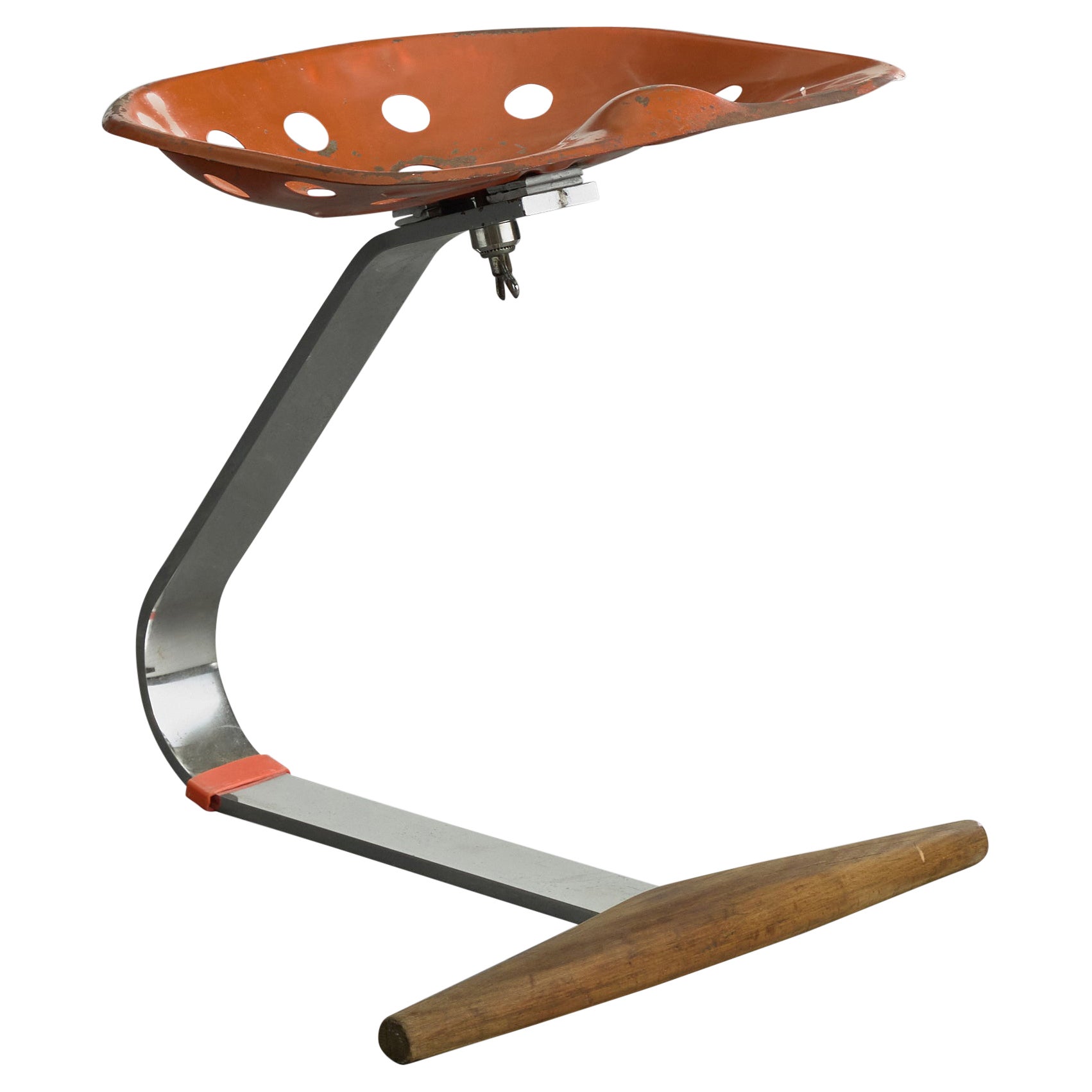 Achille and Pier Giacomo Castiglioni, Stool, Steel, Beech, Italy, 1970s