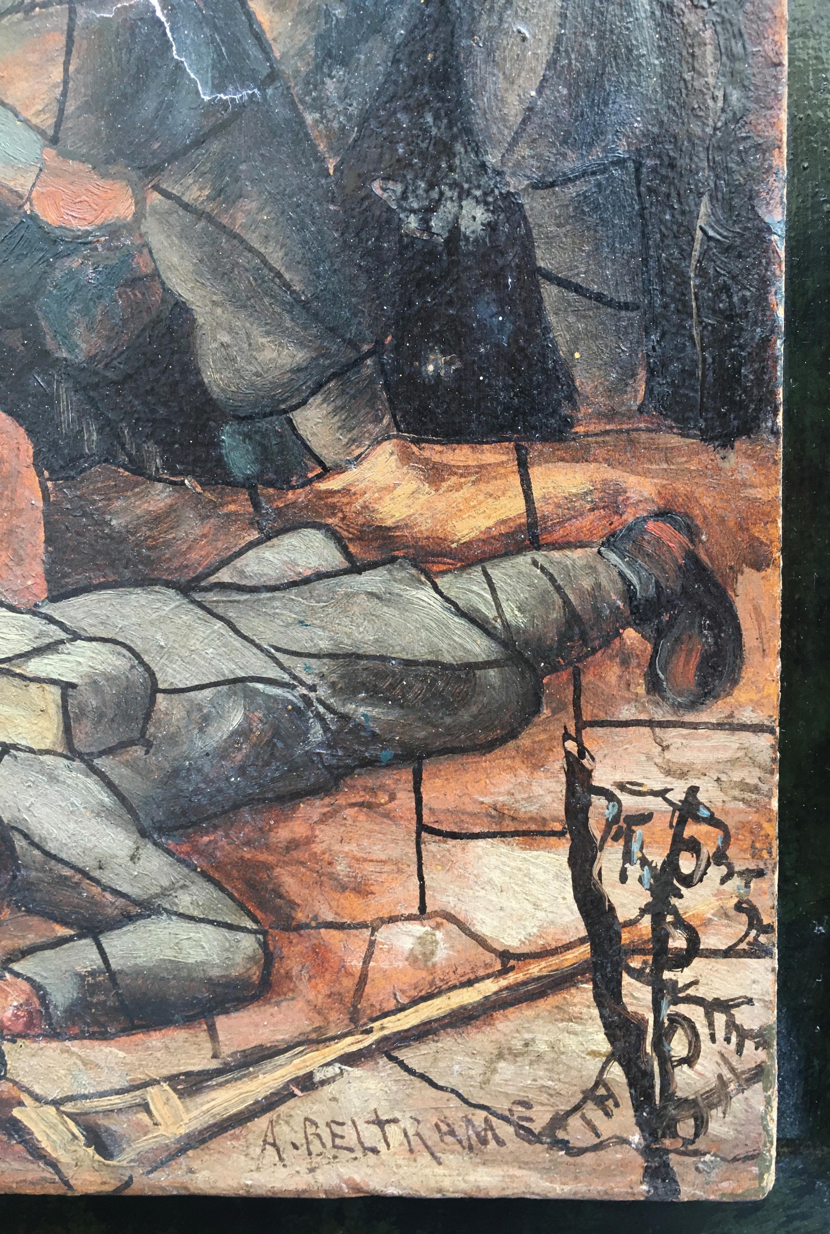 SOLDADOS - Técnica mixta sobre cartón por Achille Beltrame en venta 2
